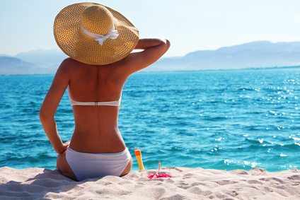 Sunscreen beach woman